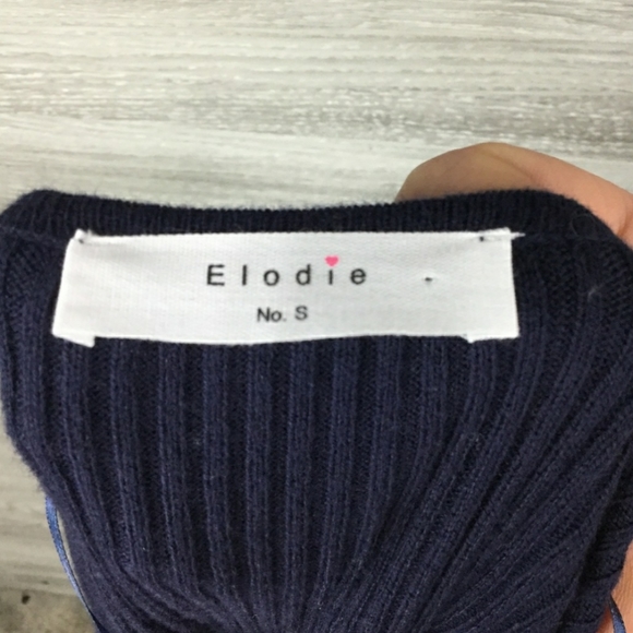 Elodie Navy Ribbed Wrap Sweater - Picture 3 of 6